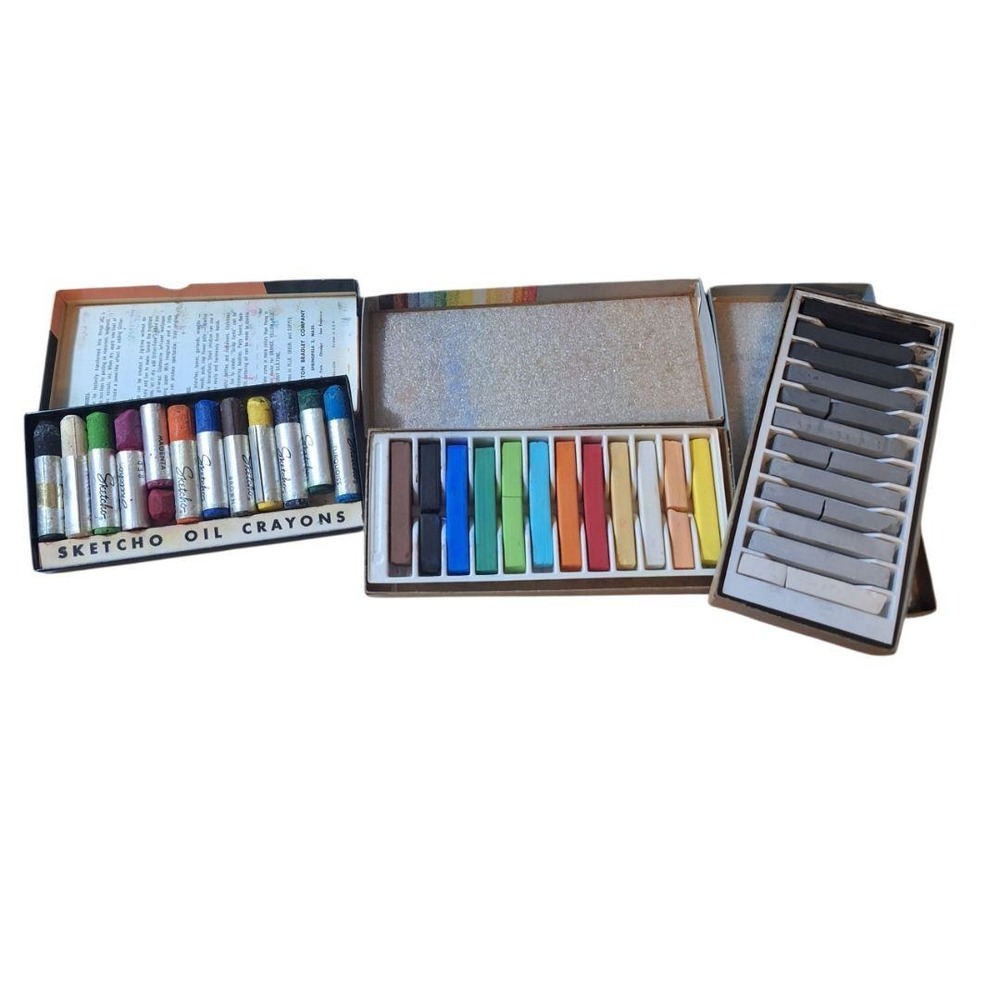 Vintage Milton‎ Bradley Sketcho Oil Crayons Weber Costello Alphacolor Pastels